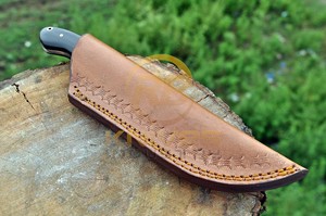 Couteau de chasse artisanal en acier carbone à lame fixe, couteau de survie en plein air avec étui en cuir OEM - Product Image 6