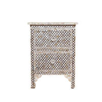 Nouvelle table de chevet hexagonale en incrustation d'os de nacre blanche et noire Table de chevet pour la maison ou l'hôpital