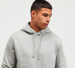 Men's Gray Hooded Tracksuit 100% Cotton Casual Full Length Sweatshirt and Pants Set Solid Color Breathable Autumn Wear - Product Image 4