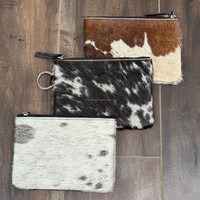 Marques célèbres OEM ODM personnaliser cheveux sur cuir de vachette dames fermeture éclair porte-monnaie en cuir véritable Mini portefeuille pochette pour femmes