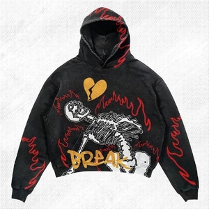 Sudadera con capucha para hombre, estilo streetwear, con efecto desgastado, de felpa con lavado mineral, vintage, de corte holgado, con hombros caídos y capucha gruesa - Product Image 6