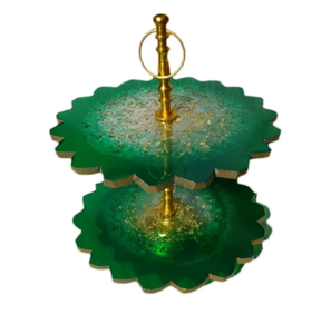 Support à gâteau en résine époxy, design classique, poignée en métal, support à 2 niveaux, décoration pour fêtes de Noël, support à gâteau en résine époxy - Product Image 5