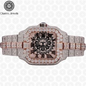 Reloj de Lujo para Hombre Charm Jewels, Caja de Acero Inoxidable, Bisel con Diamantes, Movimiento Mecánico Analógico, Cierre Oculto con Botón, Esfera de 40 mm - Product Image 1