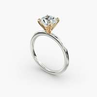 Bague de fiançailles en diamant rond brillant en argent, style classique pour femmes