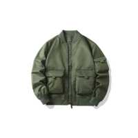 Blouson Bomber Homme en Polyester – Élégant et Moderne, Col Montant, Idéal Hiver, Sport, Jogging, Décontracté, Confortable, Logo Frontal, Service Direct