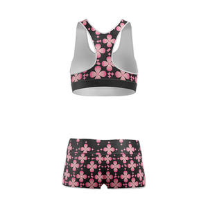 Ensemble de yoga personnalisé pour femme : débardeur à col rond et short respirant en Spandex/Nylon, taille haute élastique, motif uni ou imprimé - Product Image 5