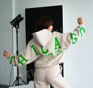 Ensemble de survêtement délavé à l'acide pour femme, sweat à capuche et pantalon de jogging, tenue de sport décontractée deux pièces - Product Image 5