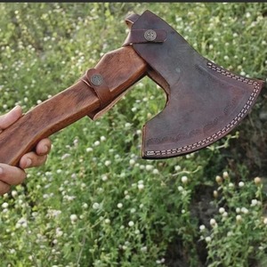 Handcrafted Damascus Steel Tomahawk <b>Axe</b> With <b>Wooden</b> Handle For Survival Use - Product Image 3