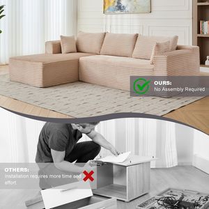 โซฟาแบบแยกส่วนมินิมอลพร้อมที่นั่งยาวแสนสบาย โซฟาตัวแอลแบบไม่มีโครง ที่นั่งลึก สำหรับห้องนั่งเล่น รุ่น LIV - Product Image 6