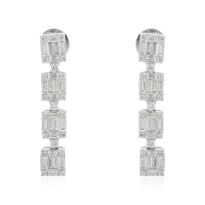 Boucles d'oreilles pendantes en or blanc 18 carats avec diamants pavés, turquoise et perle - Style Huggie religieux et mignon, idéal pour un cadeau - Product Image 2