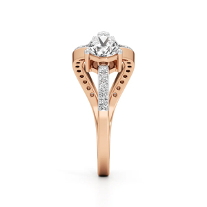 Bague de fiançailles en or rose avec diamant taille poire et accent taille émeraude, bijoux fins romantiques pour femmes - Product Image 3