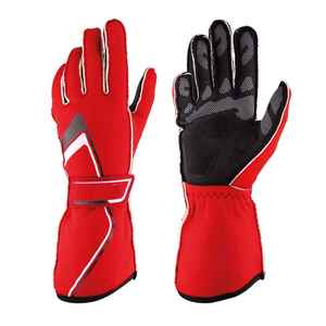 Gants de course à doigts entiers en cuir, design antidérapant à panneaux, pour la conduite en extérieur, unisexe, fermeture à cordon - Product Image 5