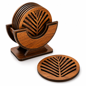 Sous-verres carrés en bois faits à la main, tapis à boissons rayés, écologiques, décoration de table pour la maison, vaisselle de table - Product Image 1