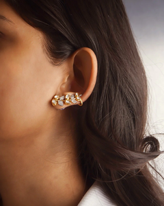 Pendientes Solara, elegantes pendientes colgantes en tono dorado para mujer, para fiesta, boda, noche, joyería de moda, regalo - Product Image 2