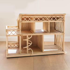 Jouets créatifs pour bébés, maison de poupée en rotin, maison de poupée artisanale en cannage naturel, maison de poupée parmi les plus vendues - Product Image 4