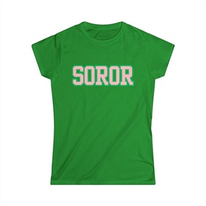 Hot Selling Sorority Style Summer <b>Patchwork</b> Cotton T-Shirt Custom Logo Women's Shirts for School Events - Product Image 1