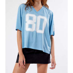 Custom Mesh Crop Top Jersey Breathable Sports T-Shirt Sublimation Print V-neck No Strap Unisex Streetwear <b>Athletic</b> American - Product Image 2