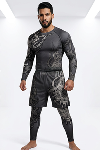 เสื้อรัดกล้ามเนื้อแขนยาวสำหรับผู้ชายแบบกำหนดเองสำหรับ MMA BJJ |   ชุดยิวยิตสูสำหรับออกกำลังกาย ผ้าสแปนเด็กซ์โพลีเอสเตอร์ UPF50+ ขายส่ง - Product Image 2