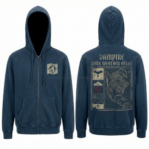 Sweat à capuche surdimensionné bordeaux personnalisé avec imprimé graphique Château Gothique, pour homme, effet délavé vintage, en tissu épais, style streetwear, fabricant - Product Image 2