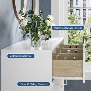 Comò moderno a 7 cassetti per camera da letto o soggiorno armadio in legno con manici in metallo elegante armadio - Product Image 3