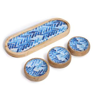 Bandeja Cuadrada de Melamina Ecológica Personalizada de Madera de Mango Grande, Sostenible, para Servir Comercialmente, Fiestas, Ensaladas, Frutas y Mezclar Alimentos - Product Image 4