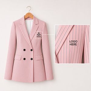 Blazer a Rayas Rosa y Negro con Logotipo Personalizado para Hermandades y Fraternidades, Ropa Griega, Regalia Masónica, Delta Sigma para Mujeres - Product Image 1