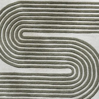 Alfombra Hecha a Mano en Color Verde Oliva y Blanco, Antideslizante, Ecológica, de Pelo Largo, Moderna, para Sala de Estar