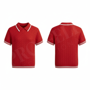 Hot Sale Knitted Custom Design Whole Sale Trendy Polo Shirt with <b>White</b> Collar and Stripes Casual Knitwear Polo <b>Tee</b> Short Sleeve - Product Image 6