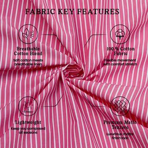 100% Cotton Combed Woven Yarn Dyed Eco-Friendly Breathable Lightweight Pin Stripe 140 GSM Shirt <b>Fabric</b> for Men Women Children - Product Image 3