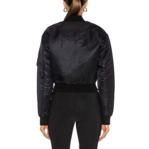 Chaqueta de bombardero negra de nuevo estilo al por mayor abrigo de invierno de satén personalizado para hombre y mujer chaqueta de cuero de moda para hombre y mujer - Product Image 3