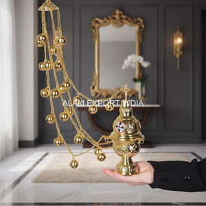 Highest Selling Brass Polished Hanging Chain Bell Indian Religious Offering Vessel For All Seasons Use Incense <b>Burner</b> Aroma <b>Oil</b> - Product Image 2