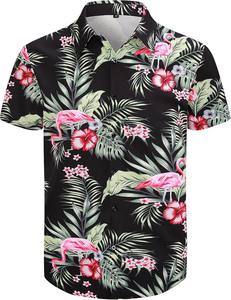 Chemise à col campiste pour homme, manches courtes, imprimé tropical hawaïen, décontractée, boutonnée, colorée, pour l'été - Product Image 6