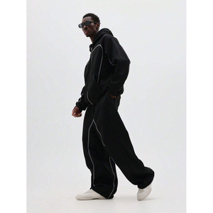 Survêtements en nylon personnalisés, coupe-vent, sweat à capuche, jogging, ensemble deux pièces, style décontracté tendance, vêtements de sport, fabricant OEM en gros - Product Image 4