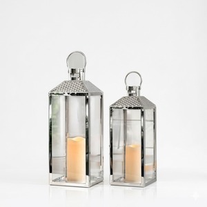 Hot Seller Set Of 2 <b>Large</b> Wooden <b>Lanterns</b> Decorative White Wood Metal Hanging Candle Holder For Indoor <b>Outdoor</b> Home Decor - Product Image 2