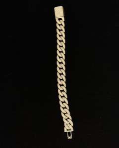 Bracelet chaîne pour homme en argent S925 plaqué rhodium, 21 cm, avec micro-incrustation de moissanite taille brillant rond, style hip-hop, cadeau de bijoux - Product Image 3