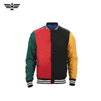 Blouson universitaire brodé écologique pour homme, en cuir PU, avec fermeture éclair et badges, style baseball, vêtement d'extérieur d'hiver