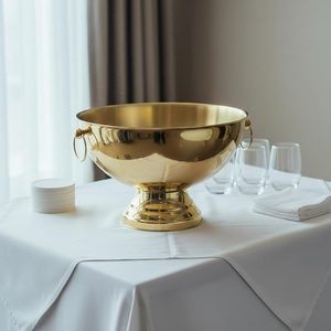 Bol à punch martelé en acier inoxydable grande capacité, bac à champagne finition dorée, bol de service rond pour fêtes, bars, cuisines, vente en gros - Product Image 2
