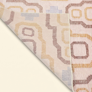 DECORDEC Tapis en laine tufté à la main Golden Link Beige Moutarde, style moderne rétro géométrique, antidérapant, écologique, à poils épais, pour - Product Image 5