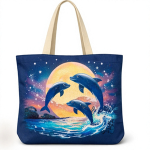 Sac fourre-tout en toile de coton personnalisé COTTON FIELD, grande taille, avec poignée longue, logo imprimé dessin animé, sac à bandoulière avec poche pour la plage - Product Image 1