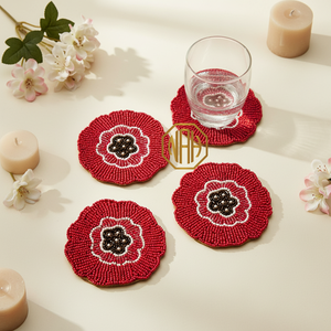 Meilleures ventes 2026 : Sous-verre en tissu perlé fait main, écologique, moderne, en forme de fleur, avec dentelle, personnalisable, pour décoration de table naturelle - Product Image 2