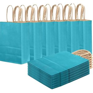 24 Sacchetti Regalo in Carta Blu Mare con Manici 21x15x8 cm, Sacchetti Solidi per Feste, Ordine all'Ingrosso - Product Image 2