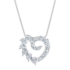 Collar con colgante de corazón romántico con diamantes redondos de talla brillante engastados en plata 925 con baño de rodio y cadena tipo box para mujer, ideal para bodas. - Product Image 2