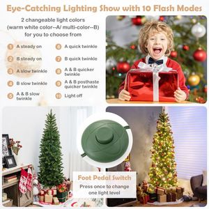 Albero di Natale Artificiale Pre-Illuminato da 1,8 m con 648 Rami in PVC e PE, Set Decorativo per Feste - Product Image 2