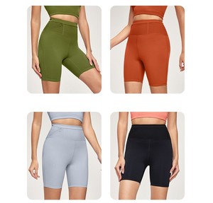 Women Sports Short Shorts Solid Breathable Yoga Tight Shorts <b>Thigh</b>-Length Fitness High-Waist Good Quality Nylon Running Shorts - Product Image 6