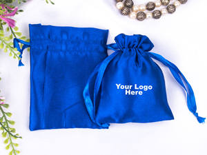 Bolsa de Joyería Ligera Hecha a Mano en India, con Cordón de Satén, Logotipo Personalizado, Bolsas de Regalo de Boda con Impresión en Seda, Envase de Embalaje - Product Image 2