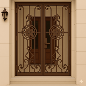 KHP Traditional Wrought Iron Security Decorative Entry Doors Manual <b>Swing</b> Exterior Anti-Theft Safety Finished Surface 1 Year - Product Image 3