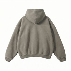 <b>Mens</b> grey <b>fleece</b> hoodie with soft warm fabric, pullover style, kangaroo pocket, relaxed fit, durable stitching for streetwear - Product Image 6