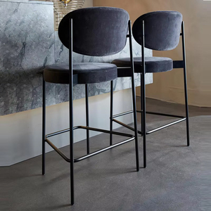 Taburete de Bar Moderno de Diseño Nórdico, Tapizado en Terciopelo, con Patas de Metal Negro <span class=keywords><strong>para</strong></span> <span class=keywords><strong>Isla</strong></span> de Cocina, Cafetería, AU, Bali - Product Image 2