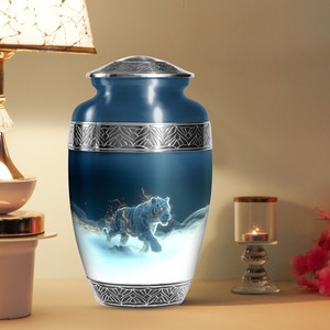 โกศบรรจุอัฐิสำหรับผู้ใหญ่ ลายเสือขาว สไตล์ยุโรป เป็นมิตรกับสิ่งแวดล้อม (ขนาด 10 นิ้ว) - Product Image 4