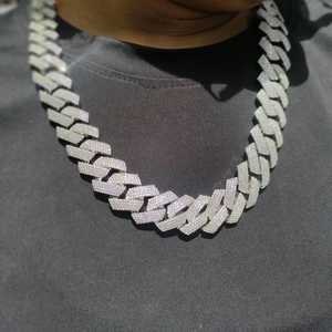 Cadena Cubana de Plata 925 de Alta Calidad de 22mm con Moissanita VVS, Collar Hip Hop Cristiano Miami para Hombre, Joyería Bling para Raperos - Product Image 1
